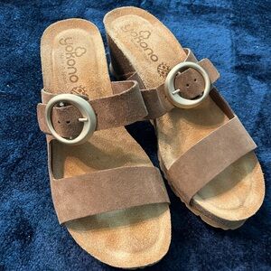 Brown Suede Sandals with Buckle